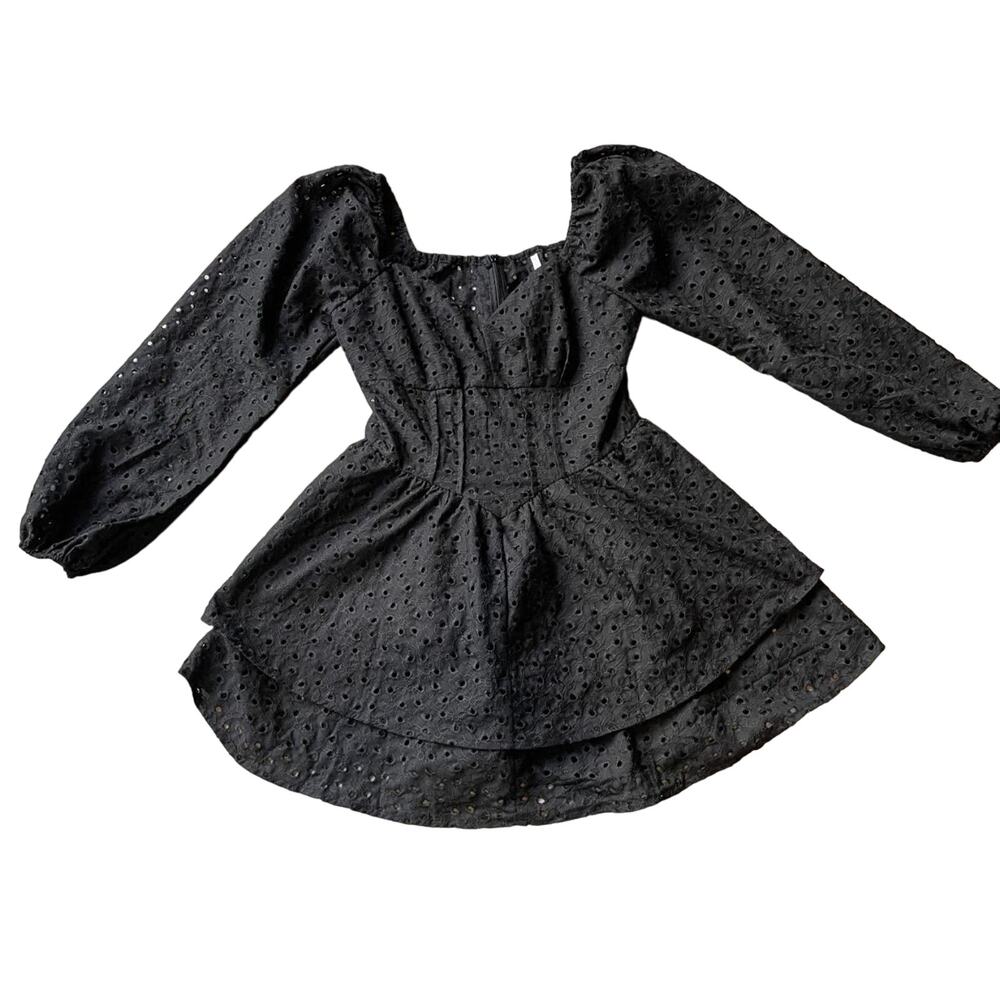 Black eyelet witchy cottagecore dress size L